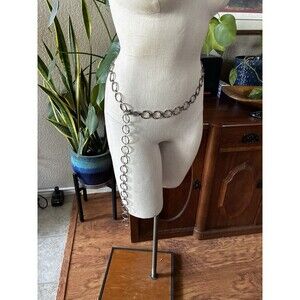 Silver Metal Circle Chain Belt 90s Y2K Grunge Retro Hippie Boho